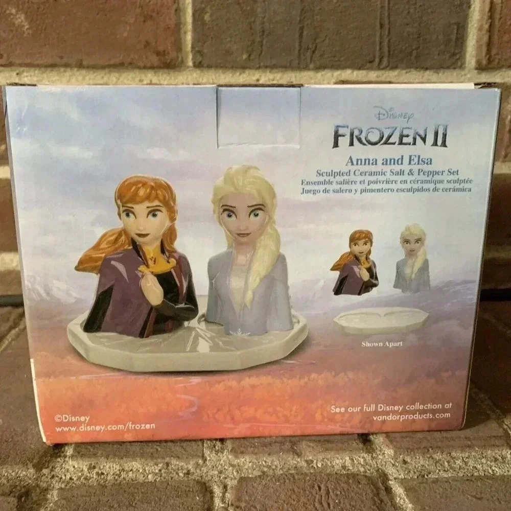 NEW Disney Frozen 3pc Elsa & Anna Figurine Salt & Pepper Shaker Set